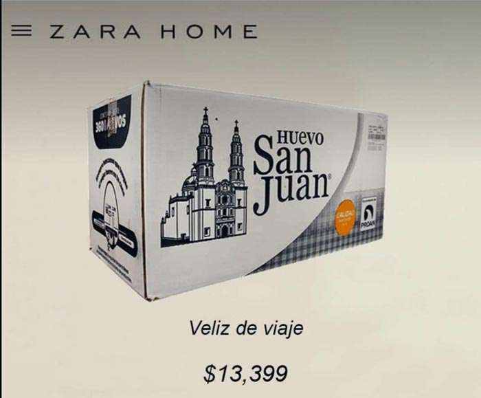 Memes Zara veliz de viaje (caja de cartón de huevo San Juan)