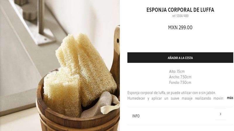 Zara Home vende Esponja corporal de Luffal (un Zacate)