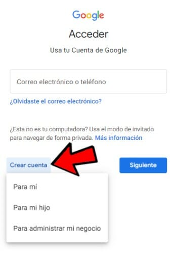 Crear cuenta de Gmail para mi