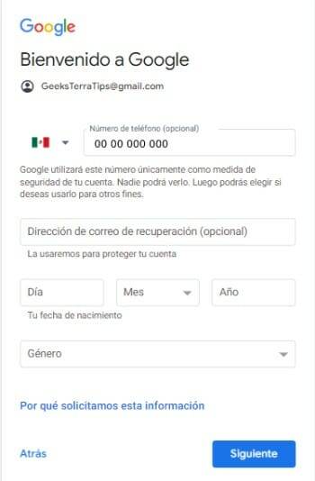 Cuenta de Gmail Creada