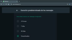 Activar Mensajes temporales en Whatsapp Web